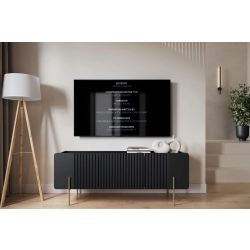 Szafka RTV Malmi 150 cm - czarny mat / złote nóżki